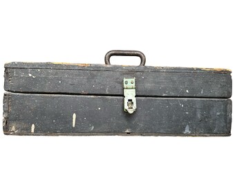 Vintage V.F.P. Veterans For Peace wooden rustic tool box handmade black