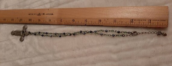 Beautiful silvertone vintage beaded crucifix.  Pi… - image 6