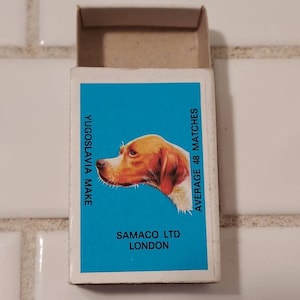 Vintage dog miniature matchbox made in Yugoslavia European