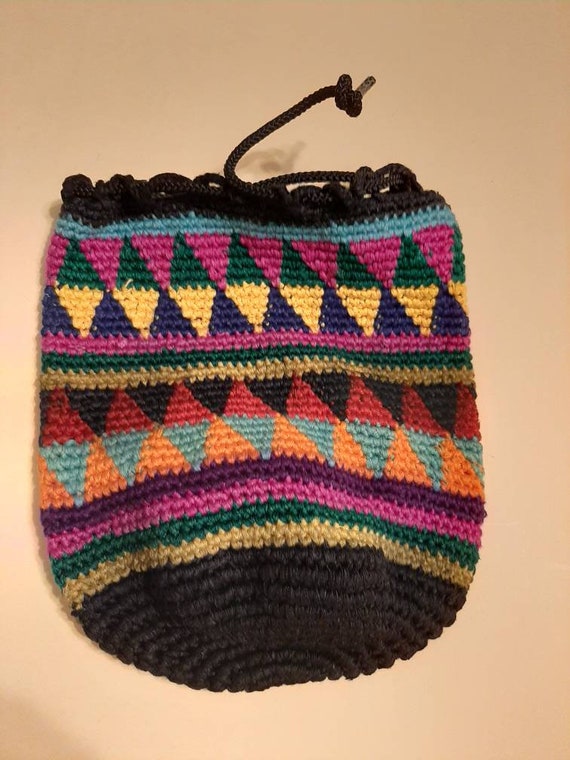 small crochet drawstring bolsa pattern