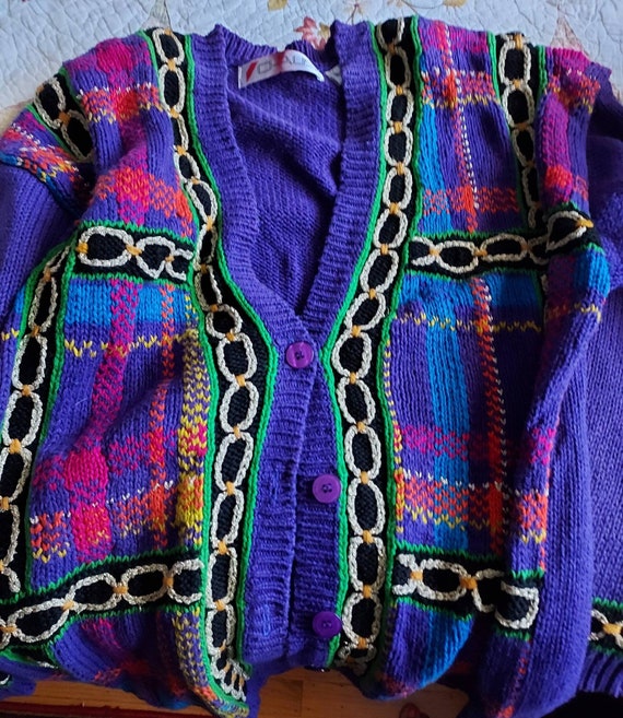 Vintage cardigan sweater women's medium Chaus purp