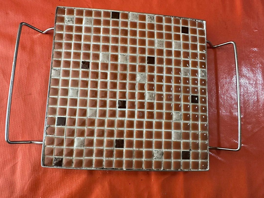 Vintage Hot Plate Made of Brown and Gold Ceramic Tiles Etsy