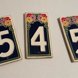 Vintage CINDY Wallace design 1989 ceramic Number tiles replacements 5 4 5
