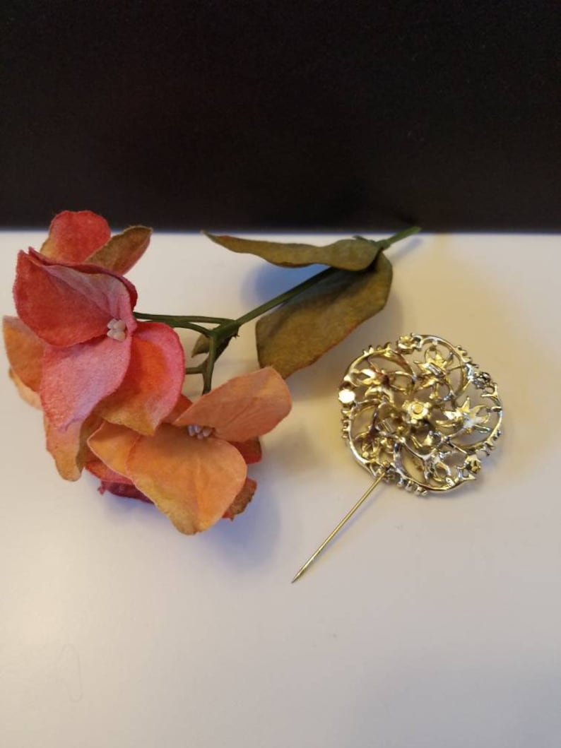 Vintage brooch Vintage rhinestone brooch Vintage gold rhinestone brooch
