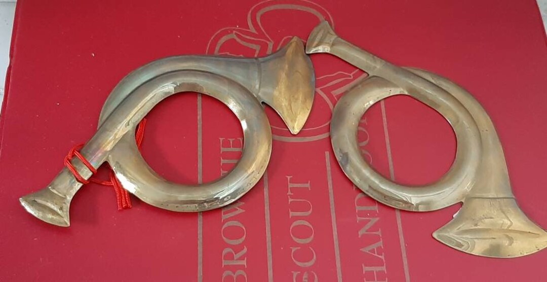 Set of 2 Vintage Brass Bugle Horn Christmas Ornaments Made in Etsy