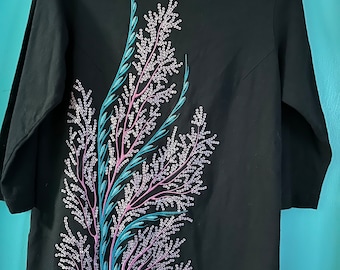 Vintage 1990's Bob Mackie Wearable Art Long Sleeve Collared Shirt