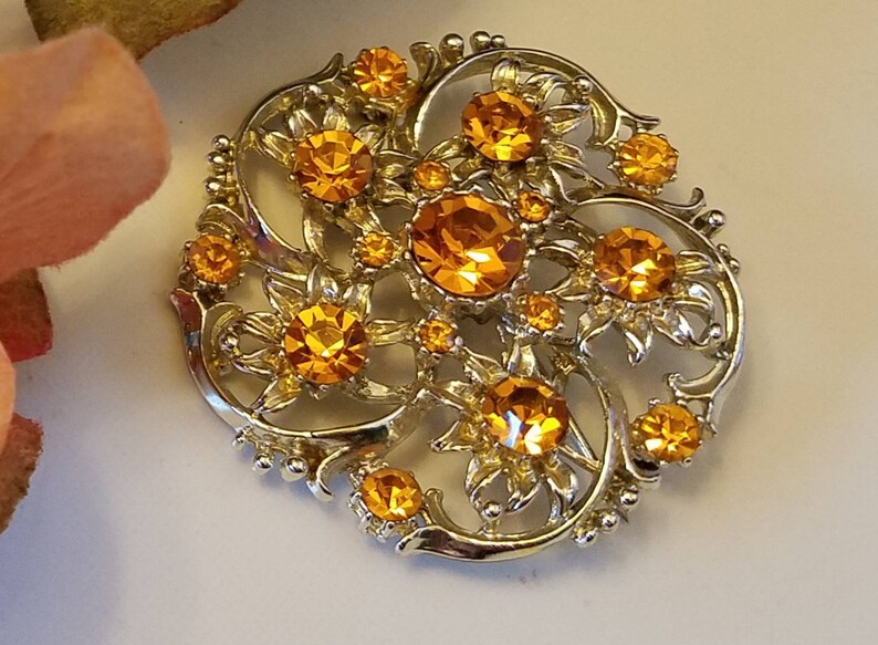 Vintage brooch Vintage rhinestone brooch Vintage gold rhinestone brooch