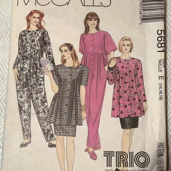 McCall’s pattern 5681  Size E (14,16,18) maternity jumpsuit top and skirt