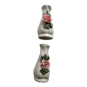 Vintage Pair of pink rose salt and pepper shaker