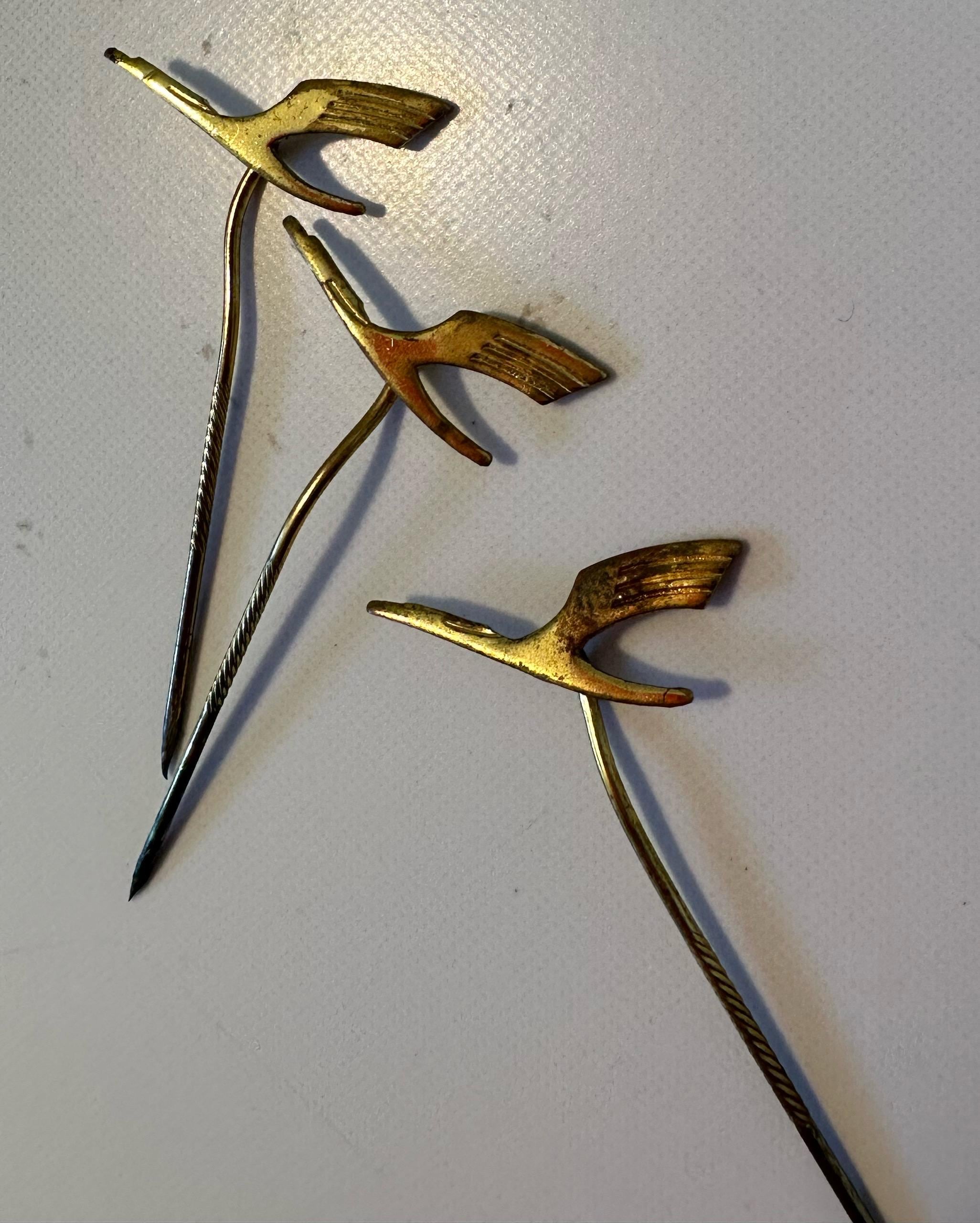 Vintage Lot of Three Brass Lufthansa Airlines Lapel Hat Pin