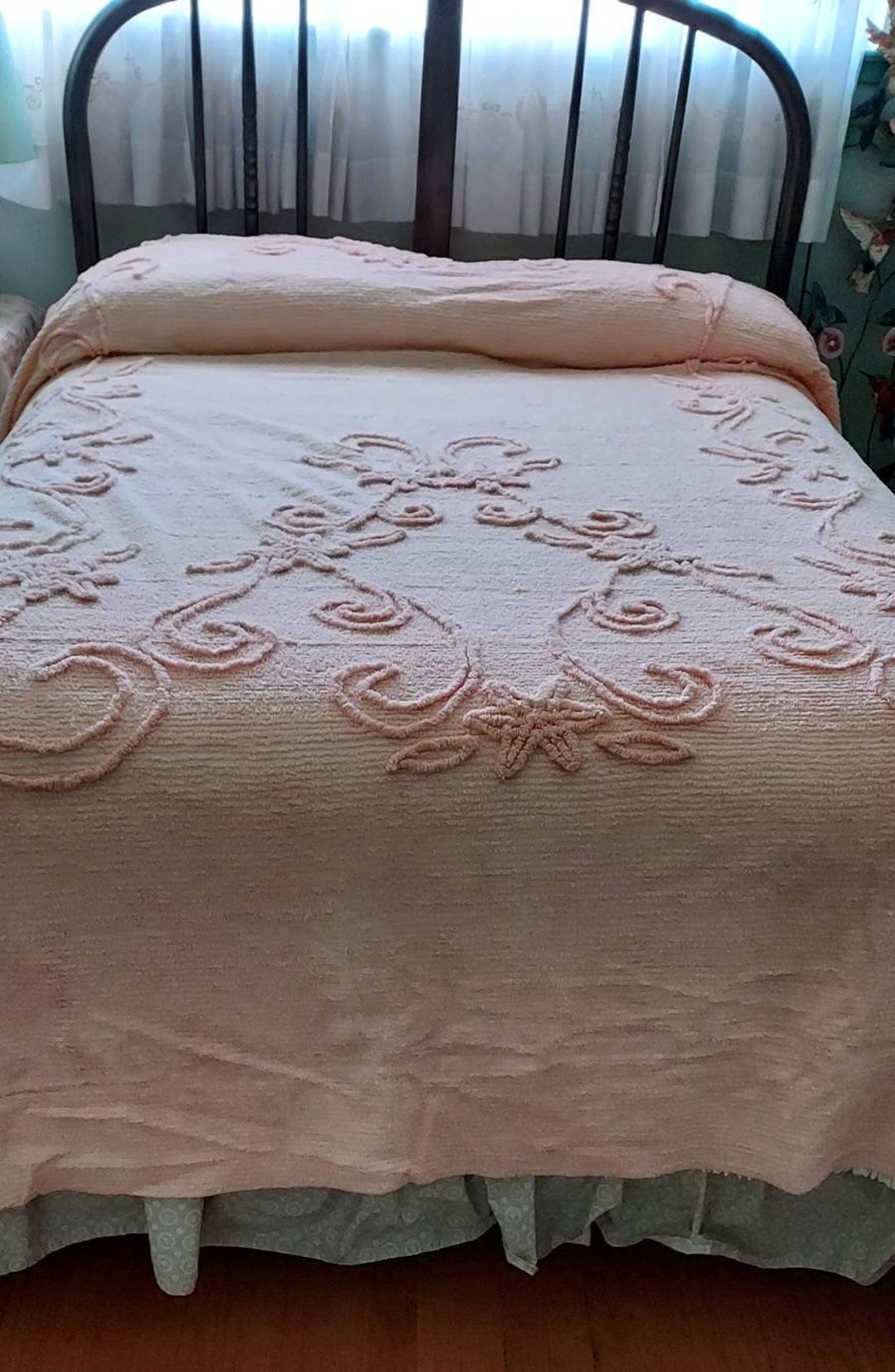 Chenille Bedspread Apricot Cutter 87 X 103 Etsy