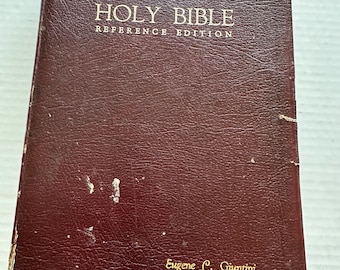 Vintage large print brown King James reference edition Bible leather cover