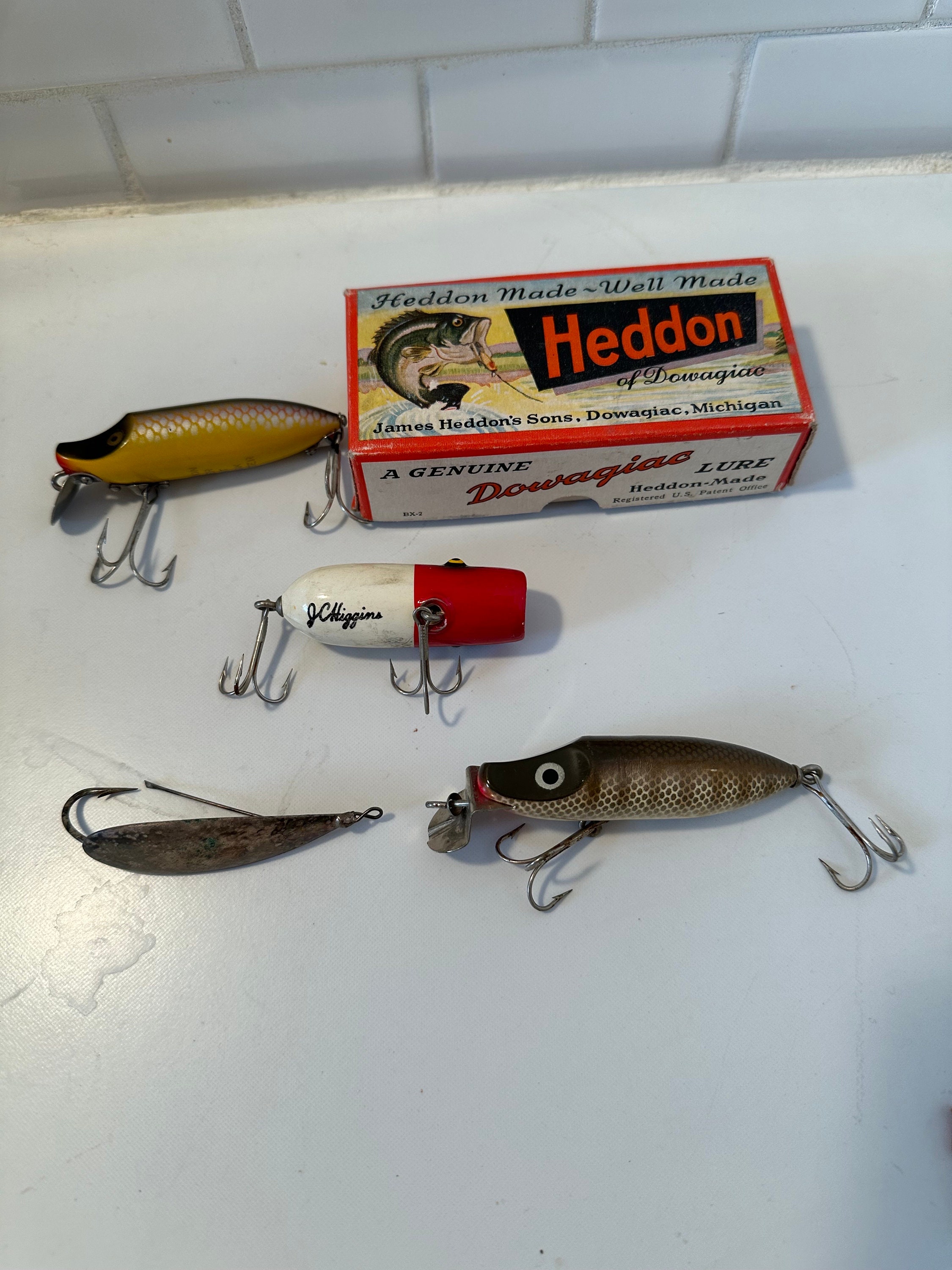 Lot of Four Vintage Fishing Lures Heddon and JC Higgins 