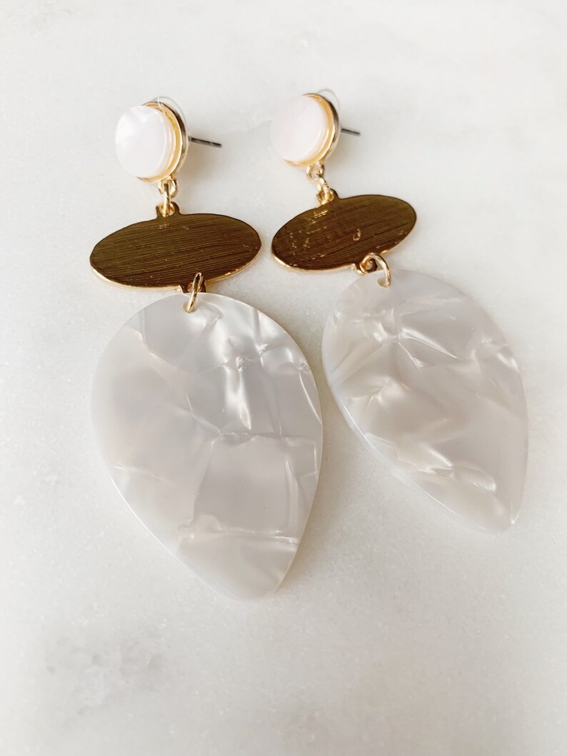 Gold Mother of Pearl Dangles