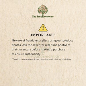 May include: A beige informational graphic featuring a green tree logo and the text: IMPORTANT! Beware of fraudulent sellers using our product photos. Ask the seller for real-time photos of their inventory before making a purchase to ensure authenticity.