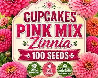 100 Cupcakes Pink Mix Zinnia Seeds for Garden Planting | Zinnia elegans | Double Pink Ornamental Flower