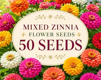 Semillas mixtas de zinnia, 50 unidades, anuales vibrantes para jardines de flores cortadas.