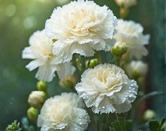 200 White Grenadin Carnation Seeds for Garden Planting Classic Double White Blooms Ornamental Dianthus Flower