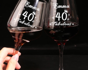 40th Birthday Wine Glass: Carved Gift for Wine Lovers
