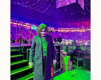 Handmade Joker Cosplay Wool Overcoat, Purple Gothic Trench Coat