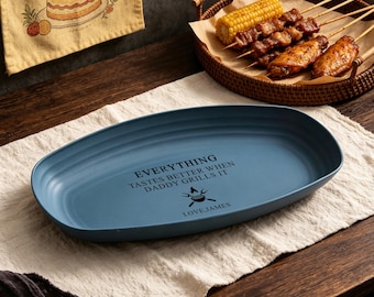 Custom Dad Grill Platter: Personalized BBQ Tray for Father's Day Birthday Gift