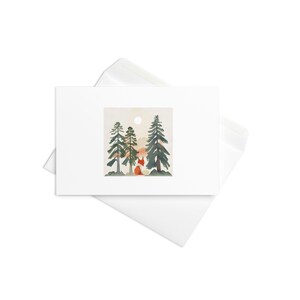 Carte de voeux Moonlit Fox and Pines Carte de voeux (vierge)