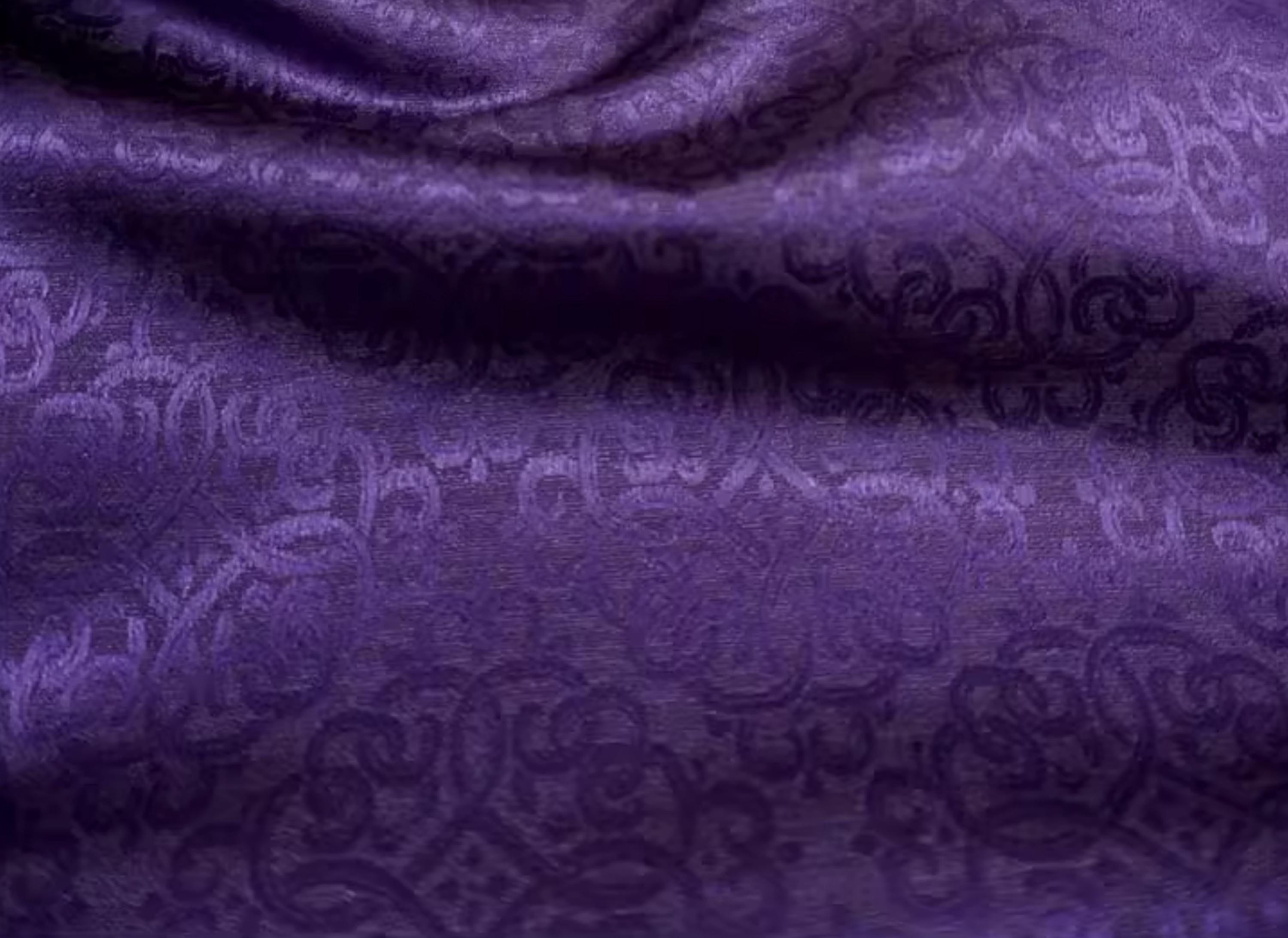 Abat-jour Sur Mesure 22 Pouces En Tissu Damas Violet Brocart - Style Art Déco, Fait Main