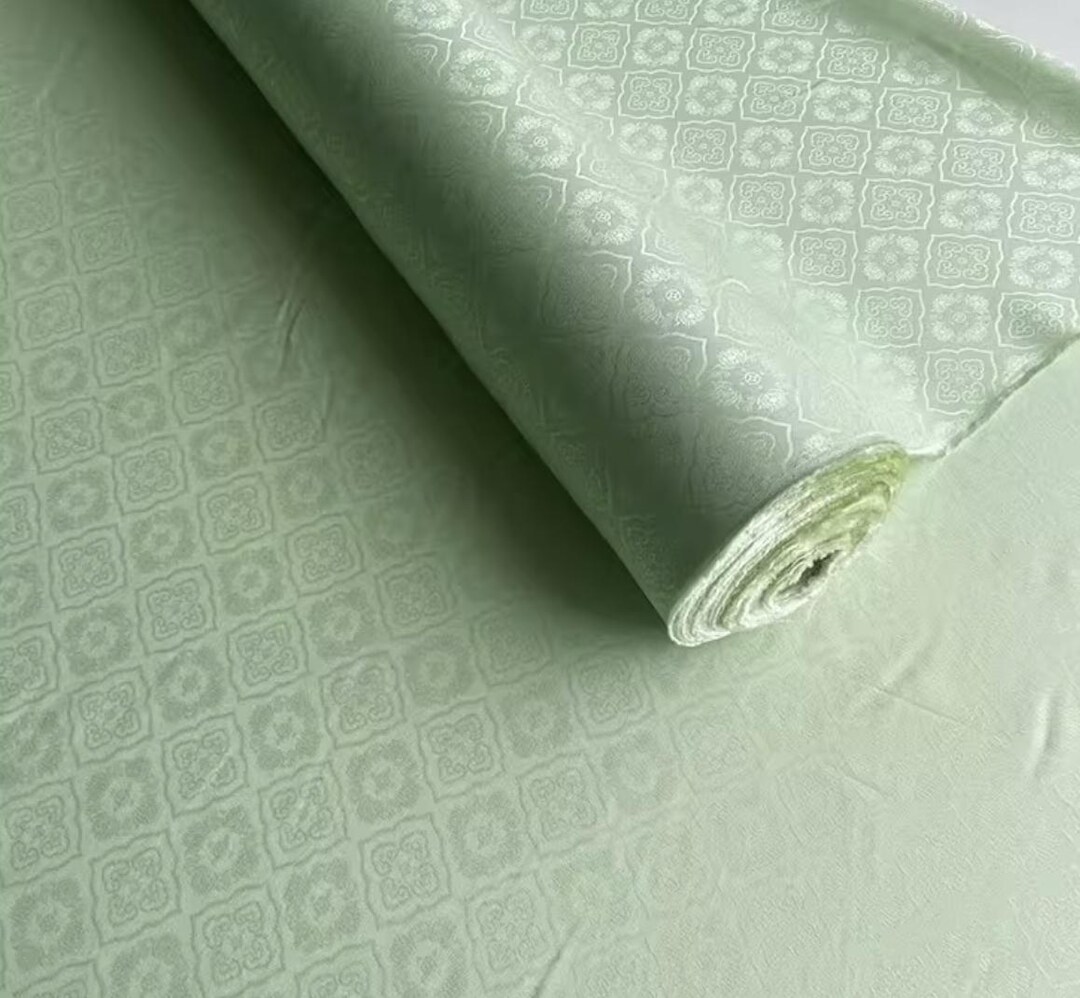 Mint Green Color Ruyi Cloud Pattern Lucky Pattern Silk Jacquard Fabric ...