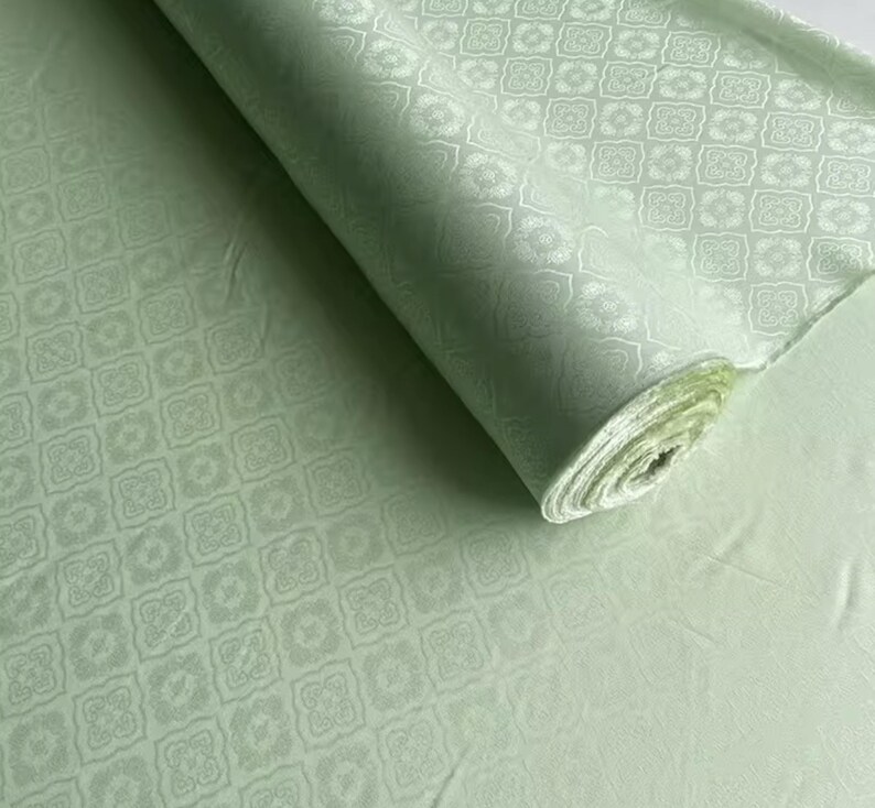 Mint Green Color Ruyi Cloud Pattern Lucky Pattern Silk Jacquard Fabric ...