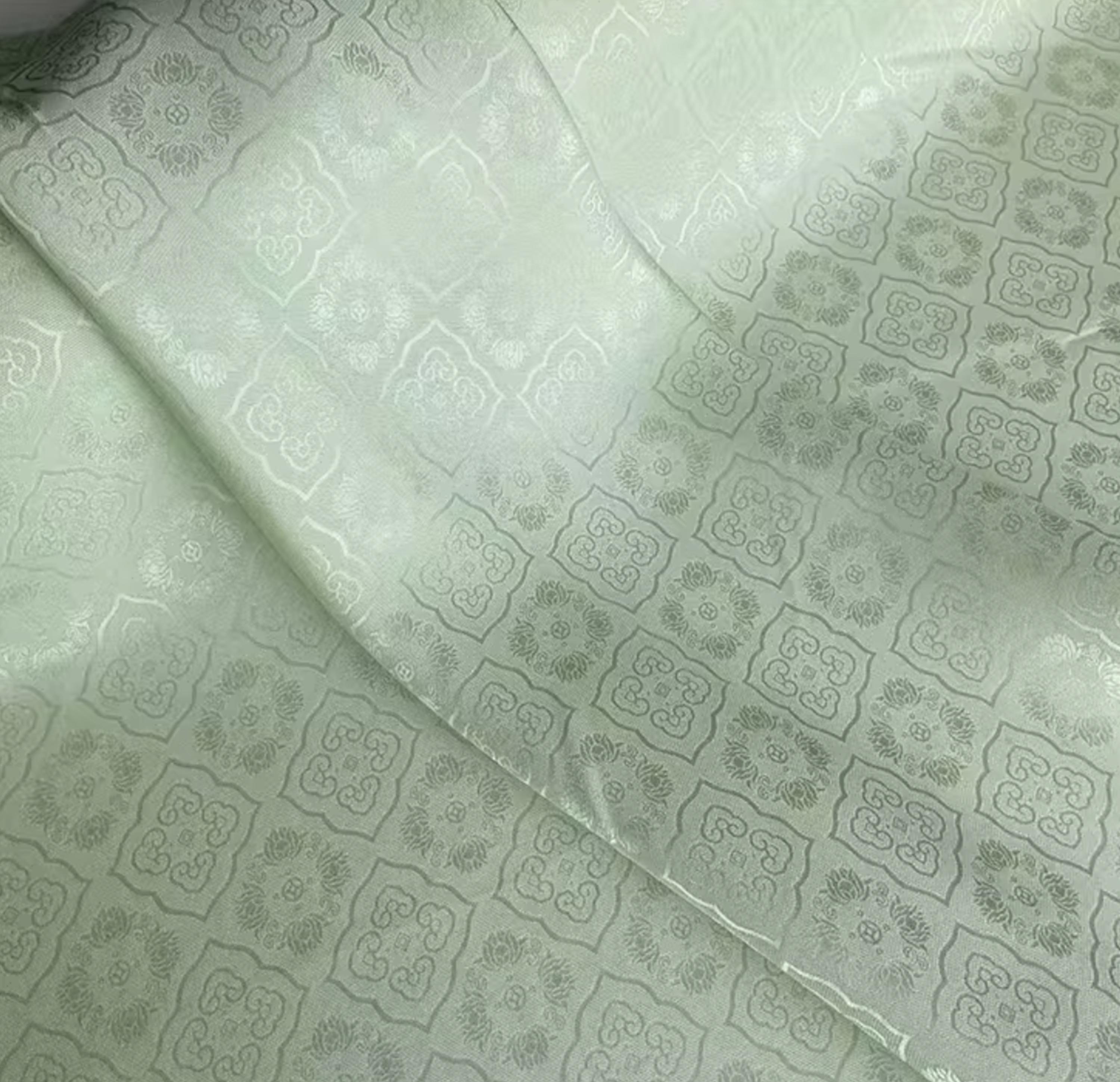 Mint Green Color Ruyi Cloud Pattern Lucky Pattern Silk Jacquard Fabric ...