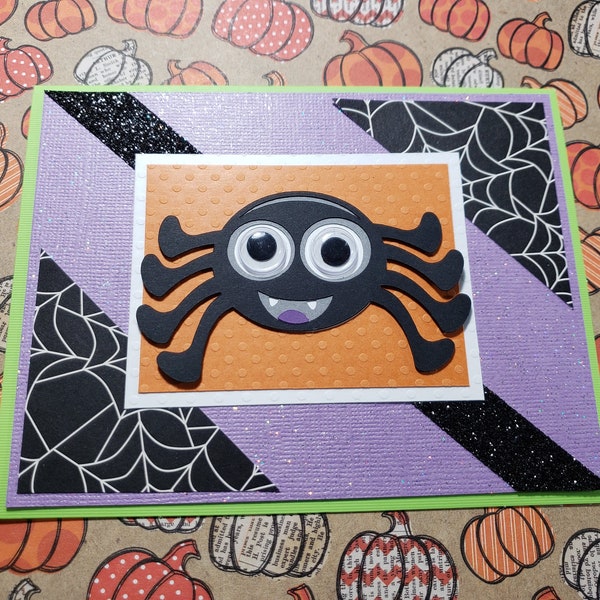 Handmade Google Eyed Spider Halloween Card