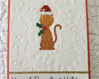 Cat Holiday Card * Embossed