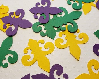 Mardi Gras Table Confetti * Fleur De Lis * Purple * Green * Yellow * Party Decor * 150 pieces