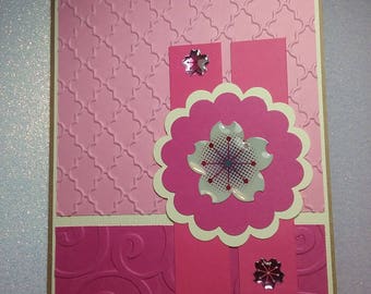 Handmade Blank Kraft Card * Cherry Blossoms