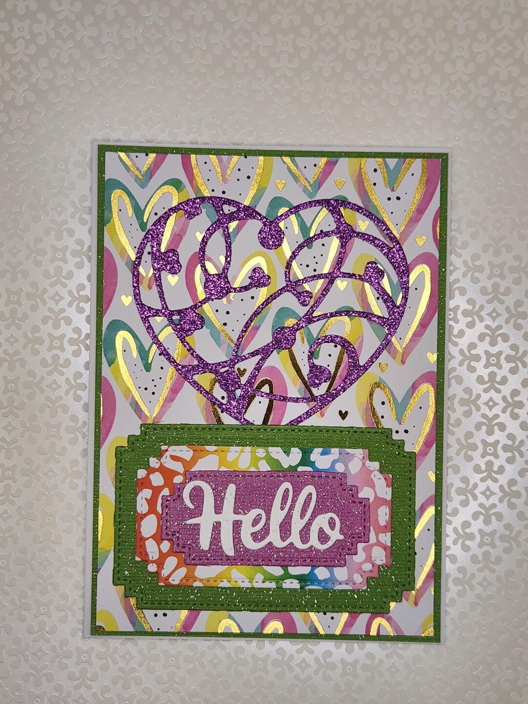 Handmade Hello Card * Colorful Sparkle Card - Etsy