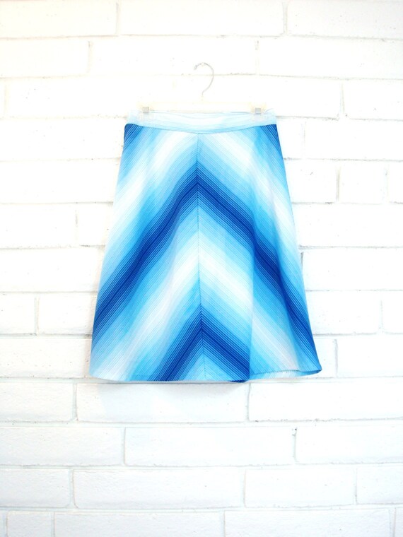 70's CHEVRON MIDI SKIRT vintage striped stripes bl