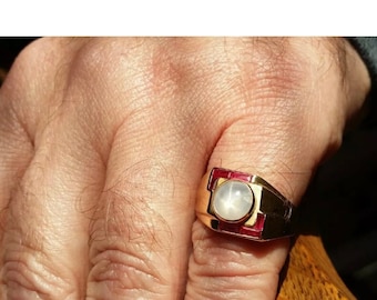 Stern-Saphir Art Deco 14k Goldband HERRLICH 1930 Natürliche Hellblau Größe 7-8 Unisex Herz-Ring-Box Zu fabelhaft! Umwerfend