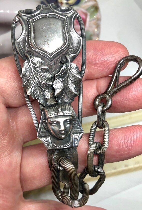 Watch Chain Chatelaine Egyptian King Pharaoh Sterl