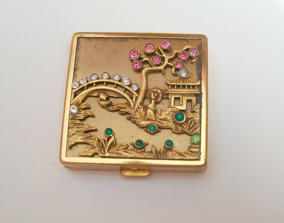 Oriental Ciner Compact RARE Gorgeous Rhinestone En