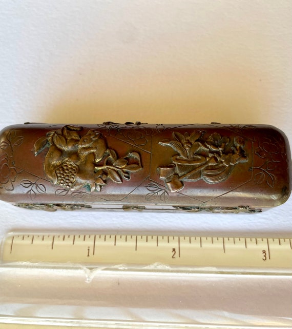 Antique Bronze Box Japanese Fine Quality Samurai … - image 6