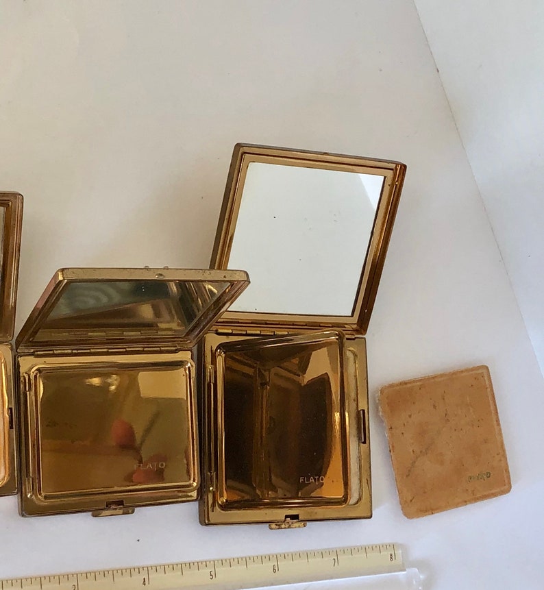 Flato 3 Compact Collectibles 1930 SIGNED Indian Chief Heads Steer Cow Sea Shells 2have Original Signed Powder Puffs JEWELER to the Stars!!!