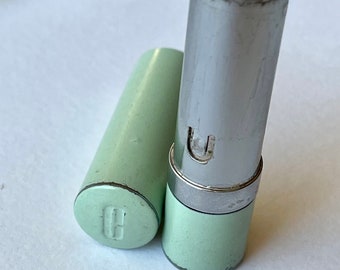 1930 Clinique Green Enamel Makeup Cosmetics Beauty Product Lipstick Foundation Concealer Twister Silver Metal Tube Works Collect History Her