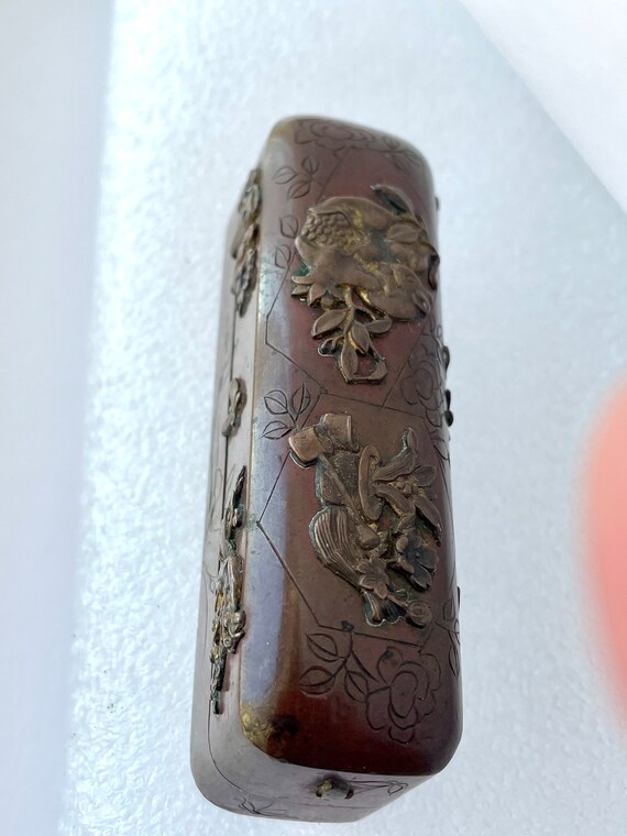 Antique Bronze Box Japanese Fine Quality Samurai … - image 2
