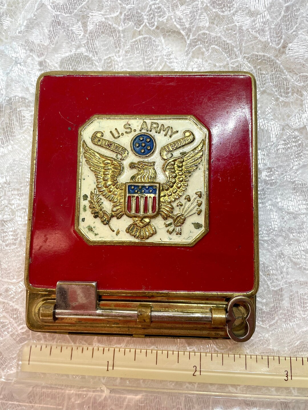 Wwll Army Powder Compact Red Enamel Sweetheart Face Powder - Etsy