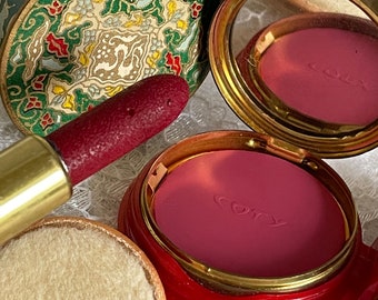 Vintage Coty Make-up-Set: Sub-Deb Lippenstift, Rouge, Air Spun Puder (unbenutzt)