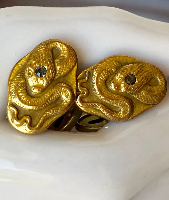 Gift for Him Snake Cufflinks Antique Gold Detailed Cobra Red Green Gemstones Exquisite Wedding Collectible Old Egyptian Sidewinder Medusa MEDUSA GEM SNAKE HIGH HEEL BOOTS
