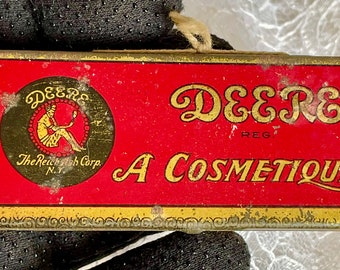 Cake Mascara 1920 Deere Reich Ash Extremely Rare Antique Makeup Cosmetics Collector Beauty Museum Historical  w Brush For Eye Brow Lash