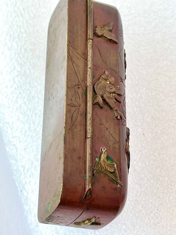 Antique Bronze Box Japanese Fine Quality Samurai … - image 5
