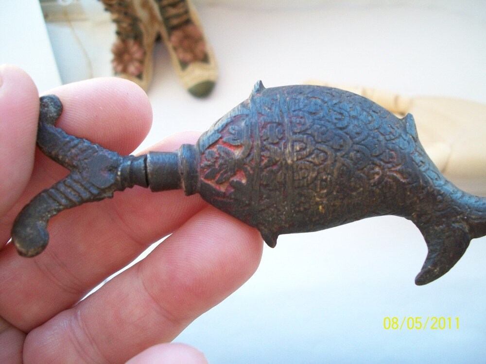 FishShaped Antique Brass Kohl Container /Perfume Bottle / Etsy