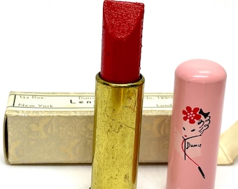 Vintage Lentheric Lippenstift: Pink Enamel Dance Tube, Farbton Spitfire Red, Originalverpackung